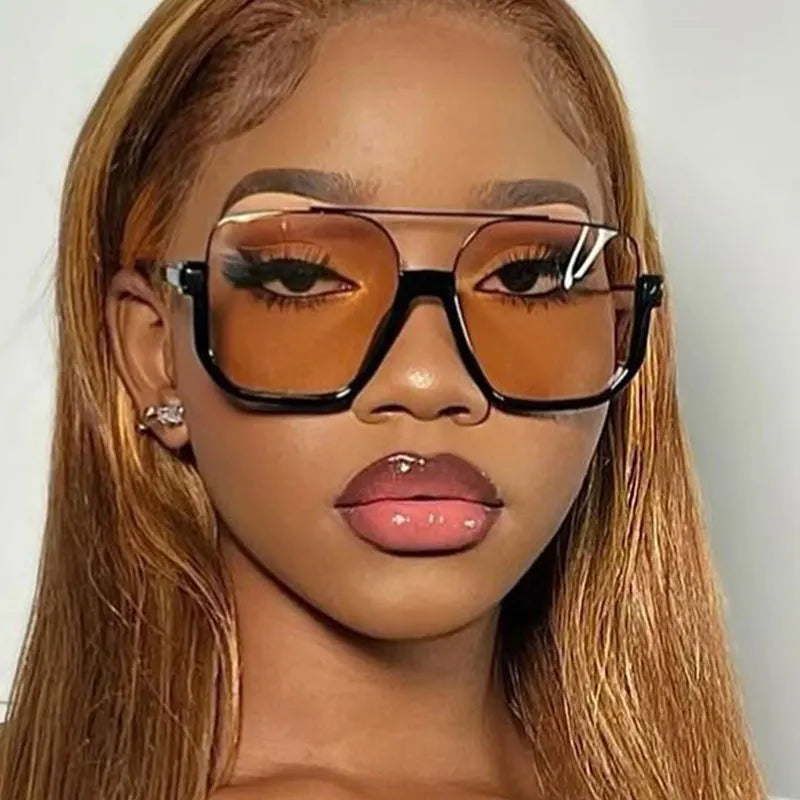 New Vintage Oversized Square Sunglasses Fashion Men Women Shades Eyewear Trendy Ins Popular Brand Design Glasses UV400 Sun Glass